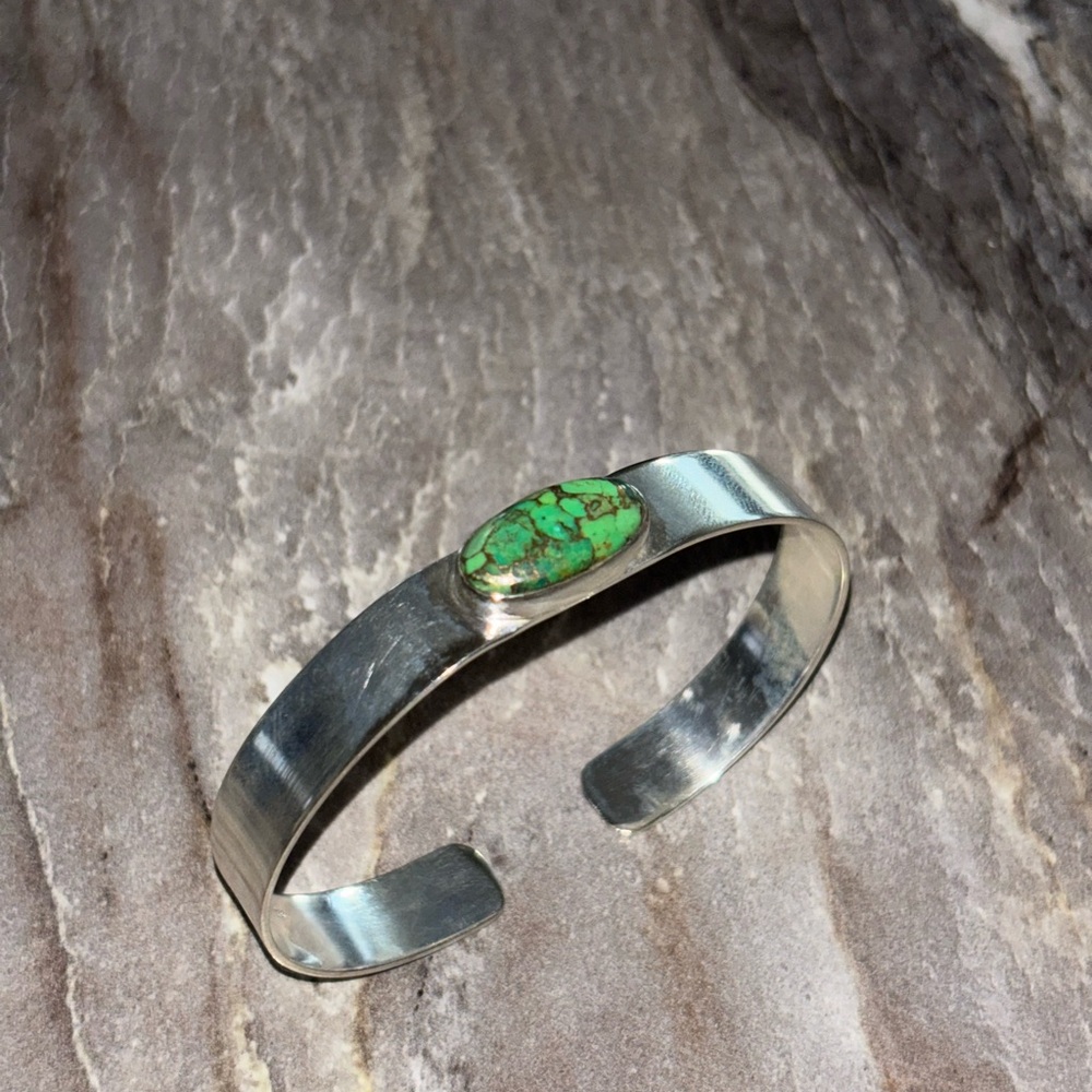 Cuff Bracelet with Turquoise Stone 925 Silver